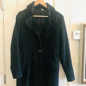 Black wool tailored pea coat